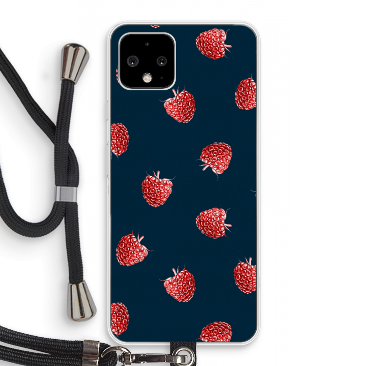 Framboosjes: Pixel 4 Transparant Hoesje met koord
