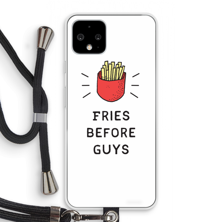 Fries before guys: Pixel 4 Transparant Hoesje met koord
