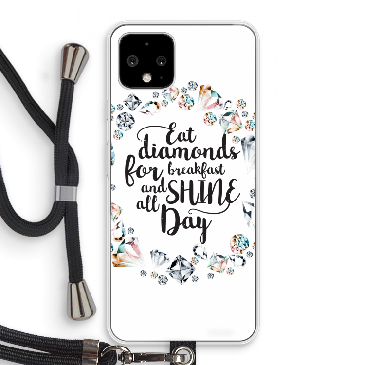 Diamonds: Pixel 4 Transparant Hoesje met koord