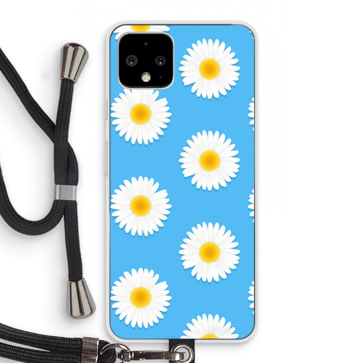 Margrietjes: Pixel 4 Transparant Hoesje met koord