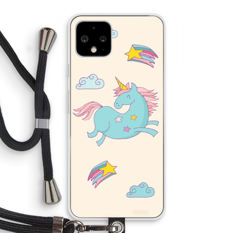 Vliegende eenhoorn: Pixel 4 Transparant Hoesje met koord