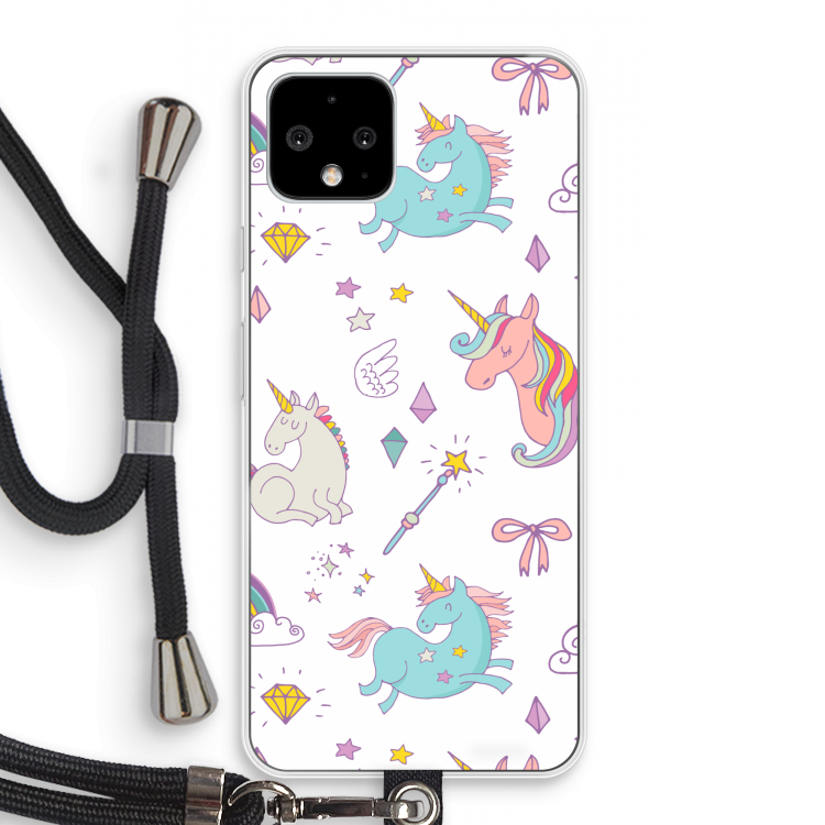 Fantasiewereld: Pixel 4 Transparant Hoesje met koord