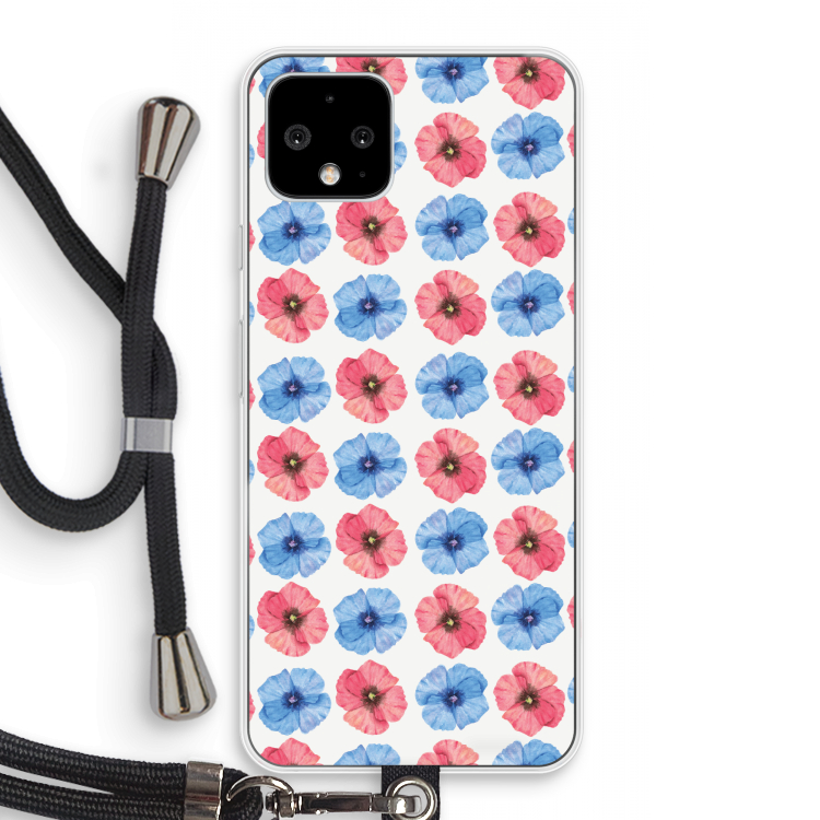 Klaproosjes: Pixel 4 Transparant Hoesje met koord