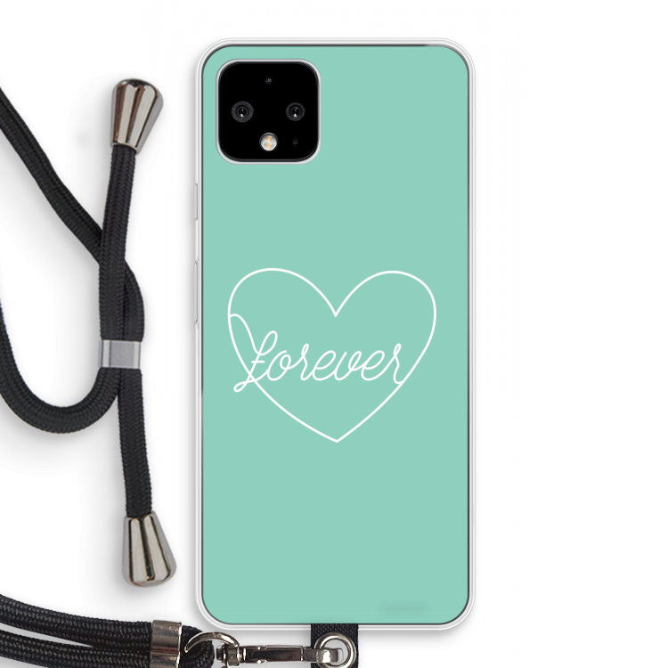 Forever heart pastel: Pixel 4 Transparant Hoesje met koord