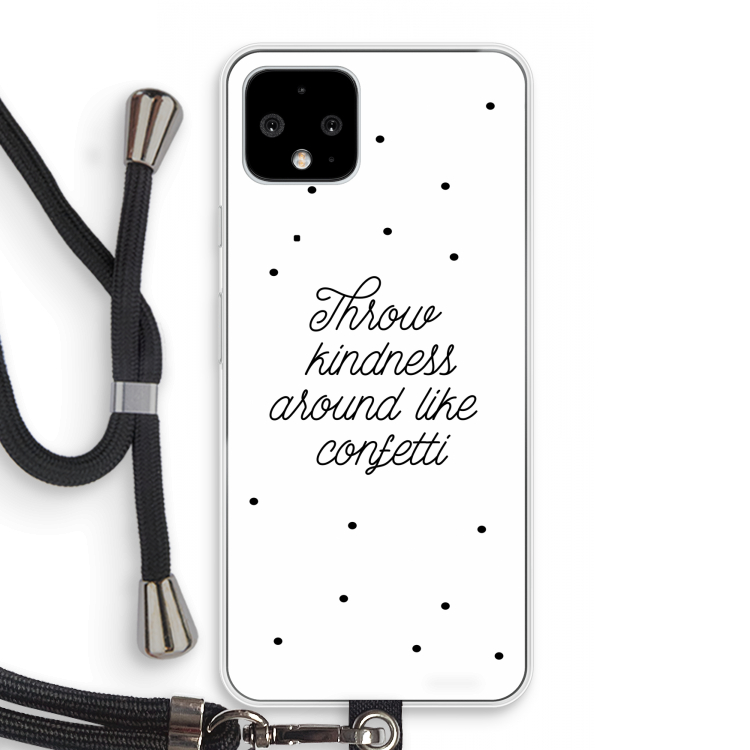 Confetti: Pixel 4 Transparant Hoesje met koord