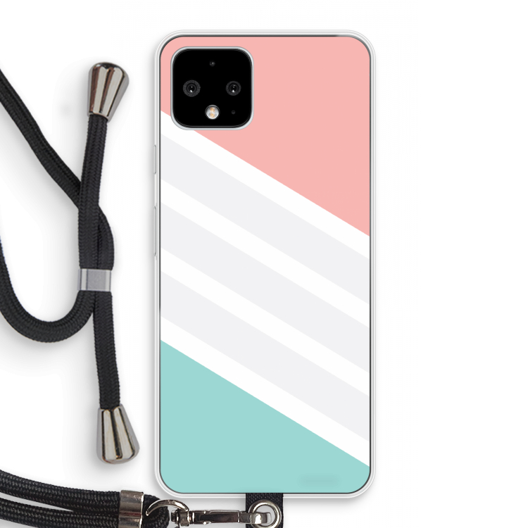 Strepen pastel: Pixel 4 Transparant Hoesje met koord