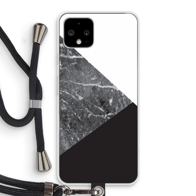 Combinatie marmer: Pixel 4 Transparant Hoesje met koord