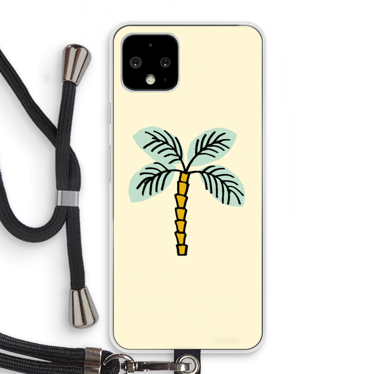 Palmboom: Pixel 4 Transparant Hoesje met koord