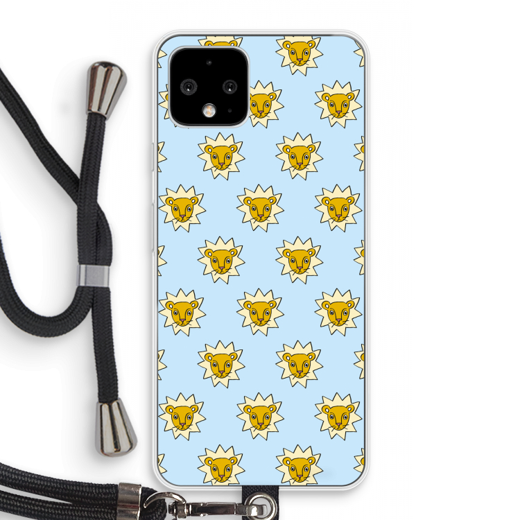 Leeuwenkoppen: Pixel 4 Transparant Hoesje met koord