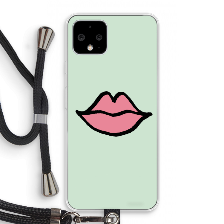 Kusje: Pixel 4 Transparant Hoesje met koord