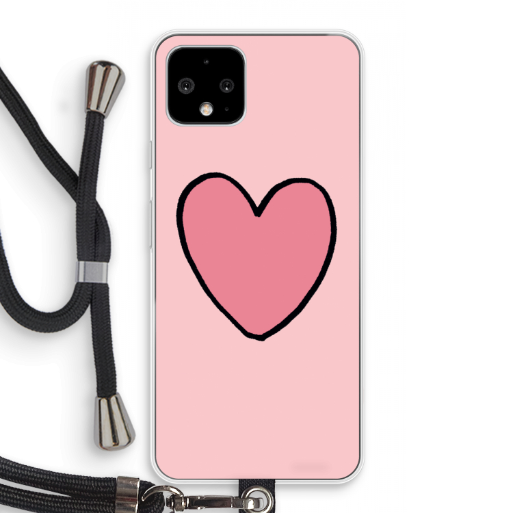 Hartje: Pixel 4 Transparant Hoesje met koord