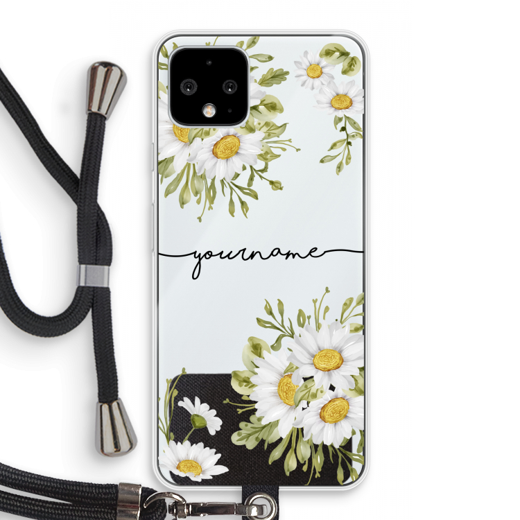 Daisies: Pixel 4 Transparant Hoesje met koord