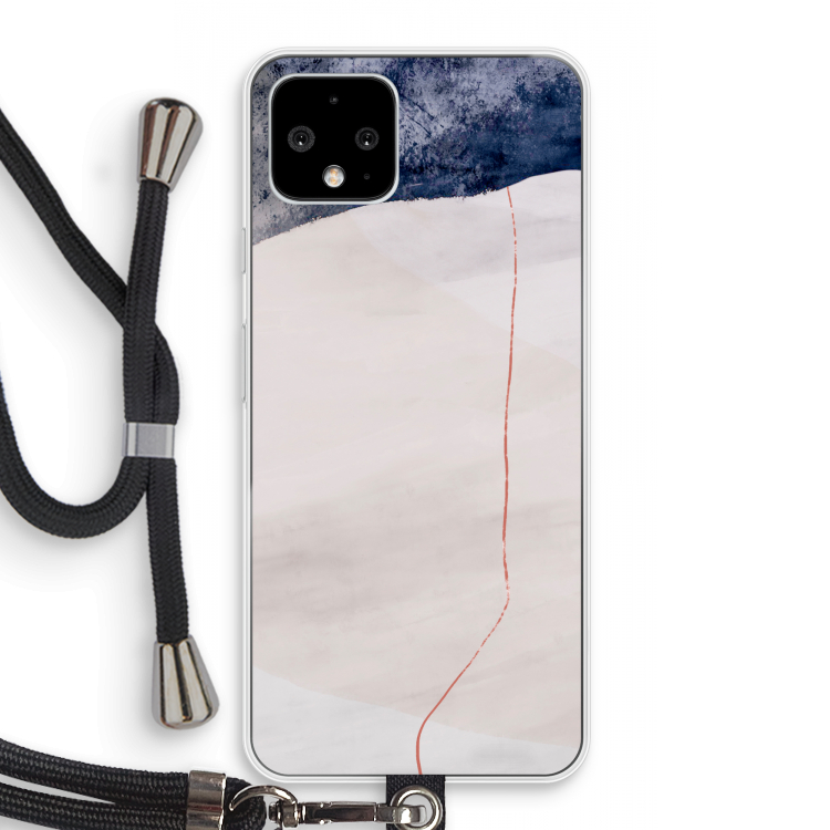 Stone White: Pixel 4 Transparant Hoesje met koord