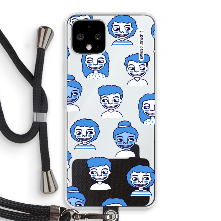 Gezichtjes: Pixel 4 Transparant Hoesje met koord