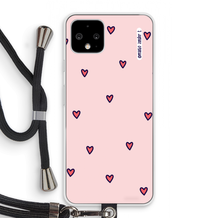 Hartjes: Pixel 4 Transparant Hoesje met koord