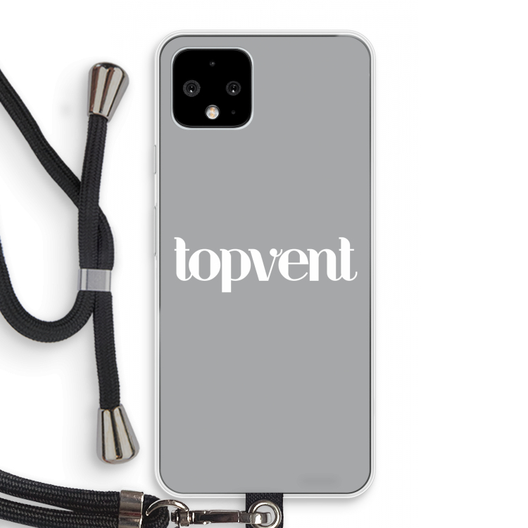 Topvent Grijs Wit: Pixel 4 Transparant Hoesje met koord