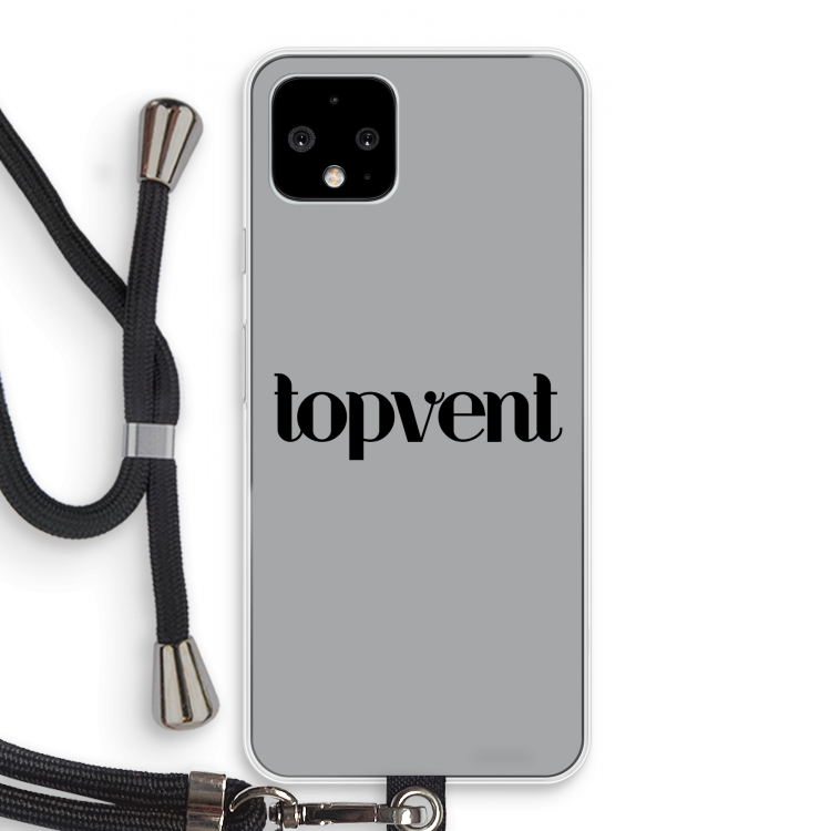 Topvent Grijs Zwart: Pixel 4 Transparant Hoesje met koord