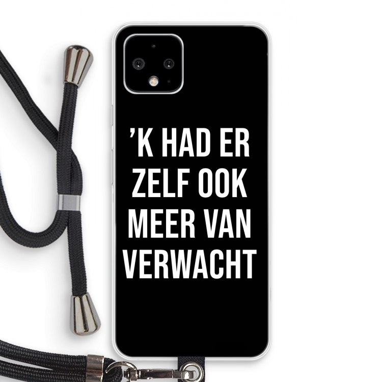 Meer verwacht - Zwart: Pixel 4 Transparant Hoesje met koord
