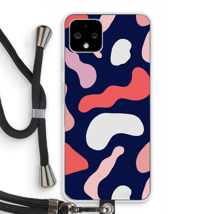 Memphis Shapes Pink: Pixel 4 Transparant Hoesje met koord