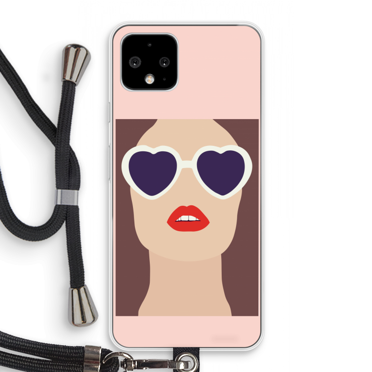 Red lips: Pixel 4 Transparant Hoesje met koord