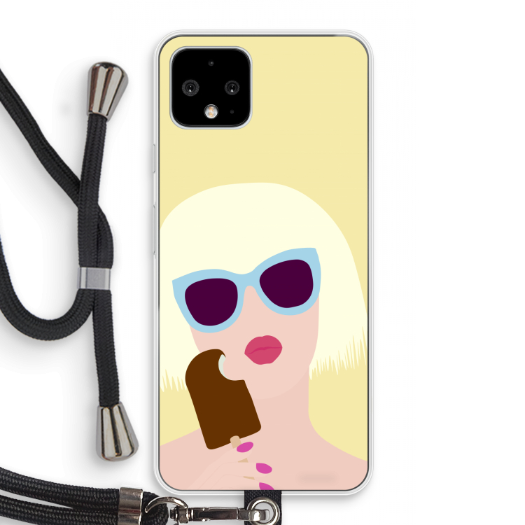 Ice cream: Pixel 4 Transparant Hoesje met koord
