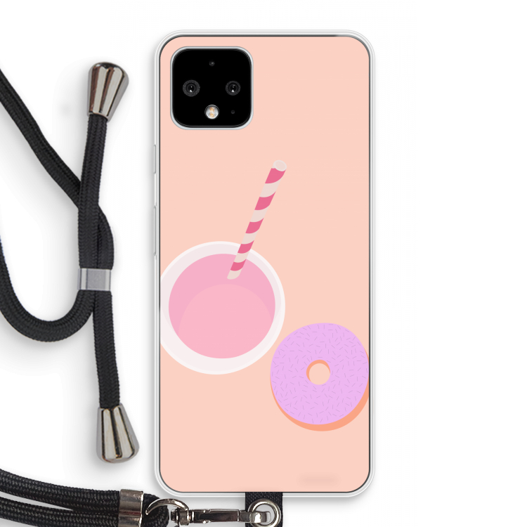 Donut: Pixel 4 Transparant Hoesje met koord
