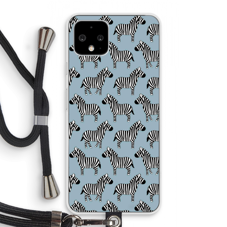 Zebra: Pixel 4 Transparant Hoesje met koord