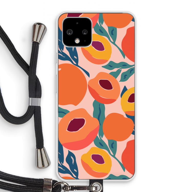 Perzik: Pixel 4 Transparant Hoesje met koord