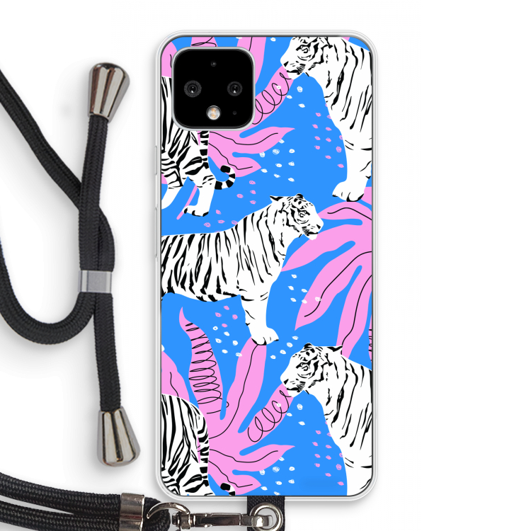 Tijger: Pixel 4 Transparant Hoesje met koord