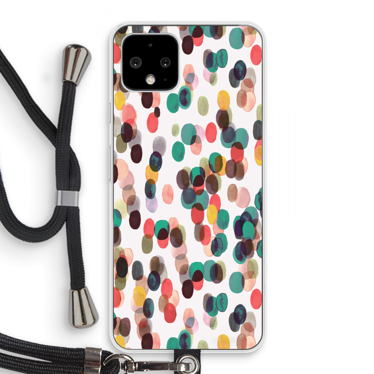 Tropical Dots: Pixel 4 Transparant Hoesje met koord