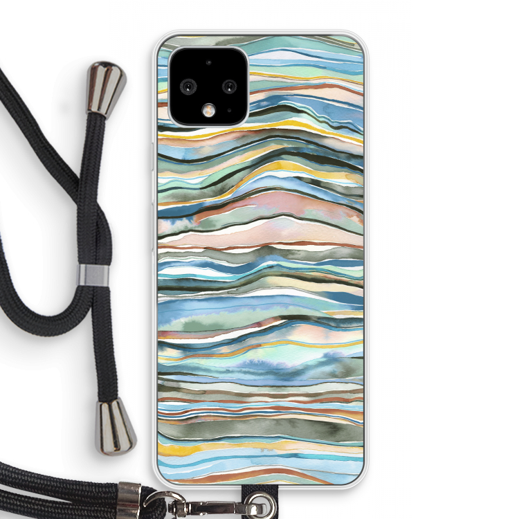 Watercolor Agate: Pixel 4 Transparant Hoesje met koord