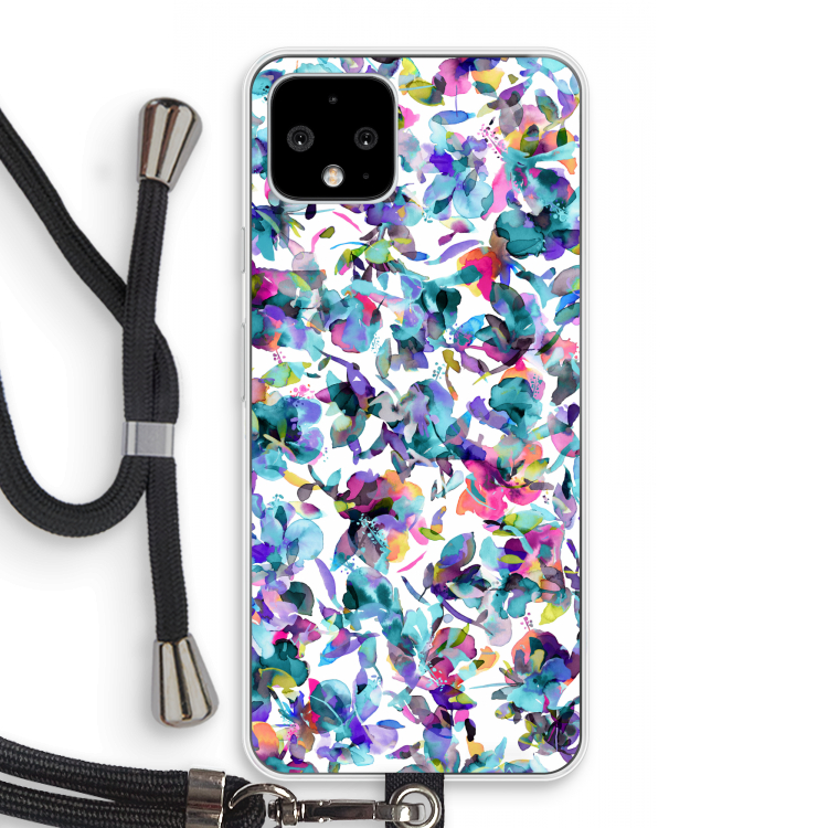 Hibiscus Flowers: Pixel 4 Transparant Hoesje met koord
