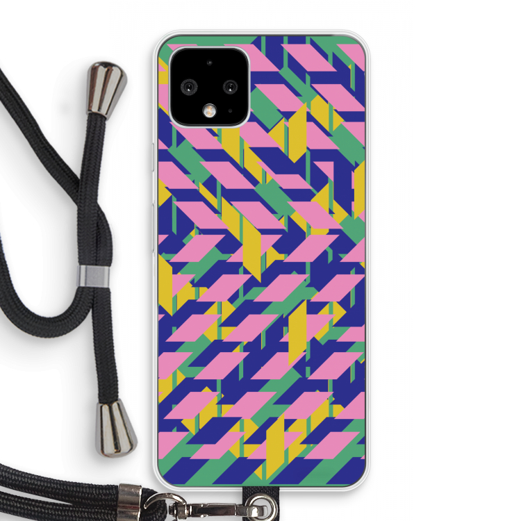Skew Blush 1: Pixel 4 Transparant Hoesje met koord