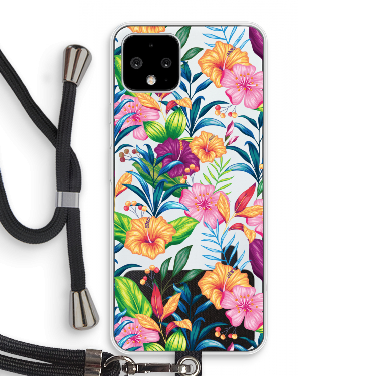 Tropisch 2: Pixel 4 Transparant Hoesje met koord