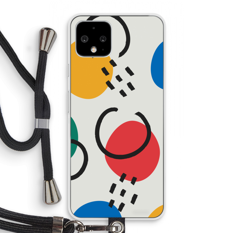 Illustratieve pop 3: Pixel 4 Transparant Hoesje met koord