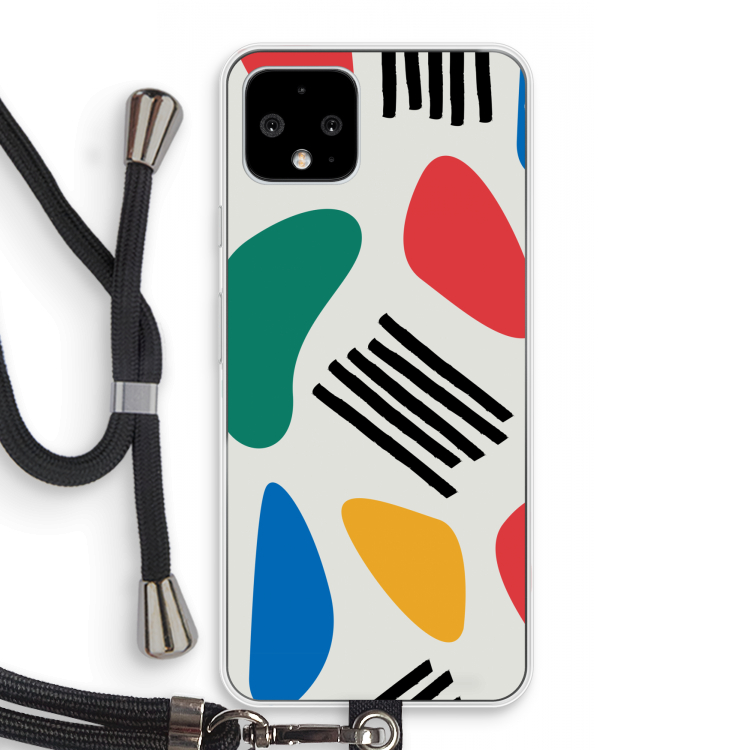 Illustratieve pop 1: Pixel 4 Transparant Hoesje met koord