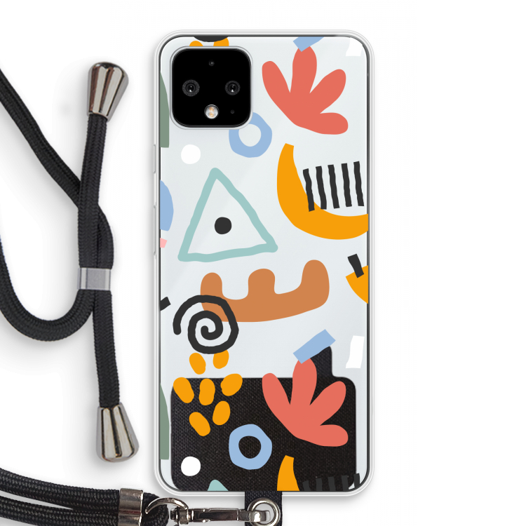Abstract: Pixel 4 Transparant Hoesje met koord