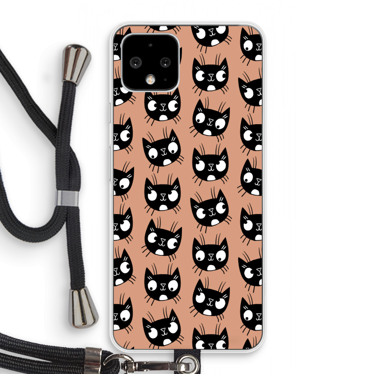 Kat: Pixel 4 Transparant Hoesje met koord