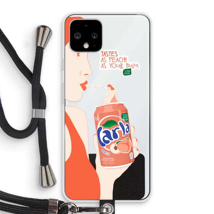 Peach please!: Pixel 4 Transparant Hoesje met koord