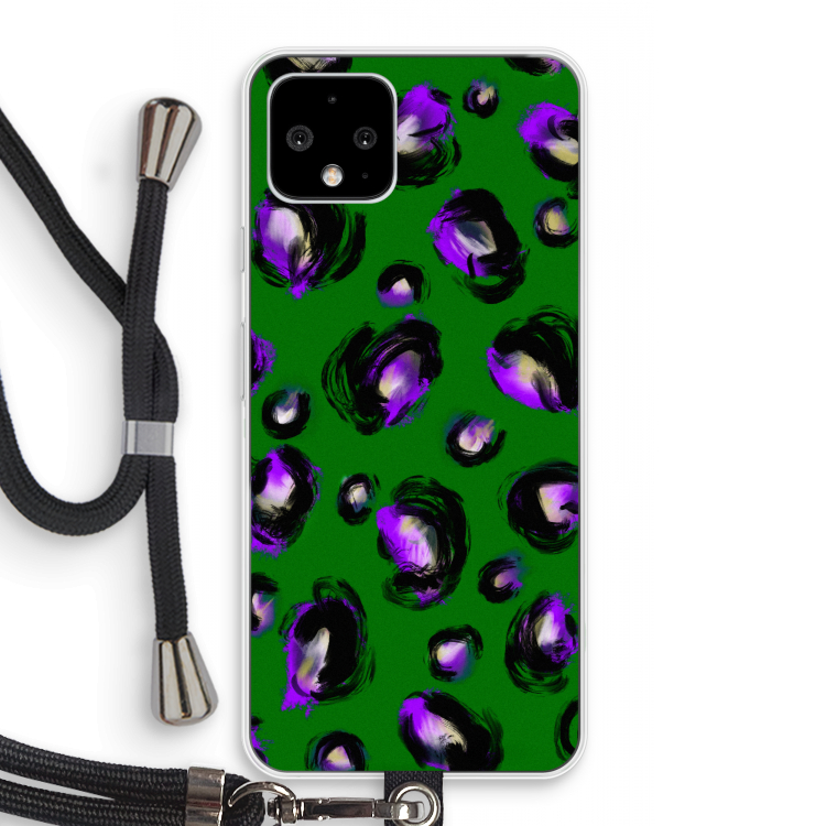 Green Cheetah: Pixel 4 Transparant Hoesje met koord