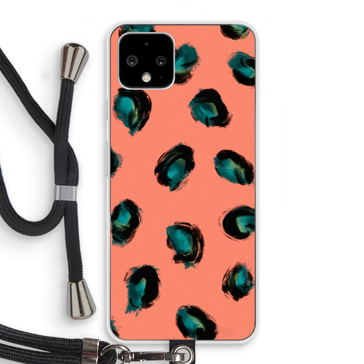 Pink Cheetah: Pixel 4 Transparant Hoesje met koord
