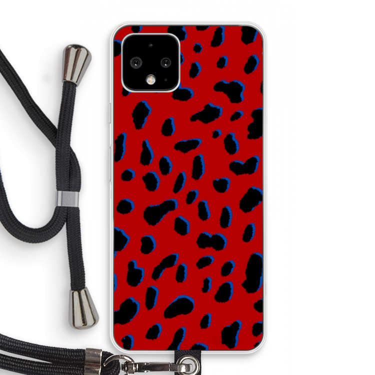 Red Leopard: Pixel 4 Transparant Hoesje met koord