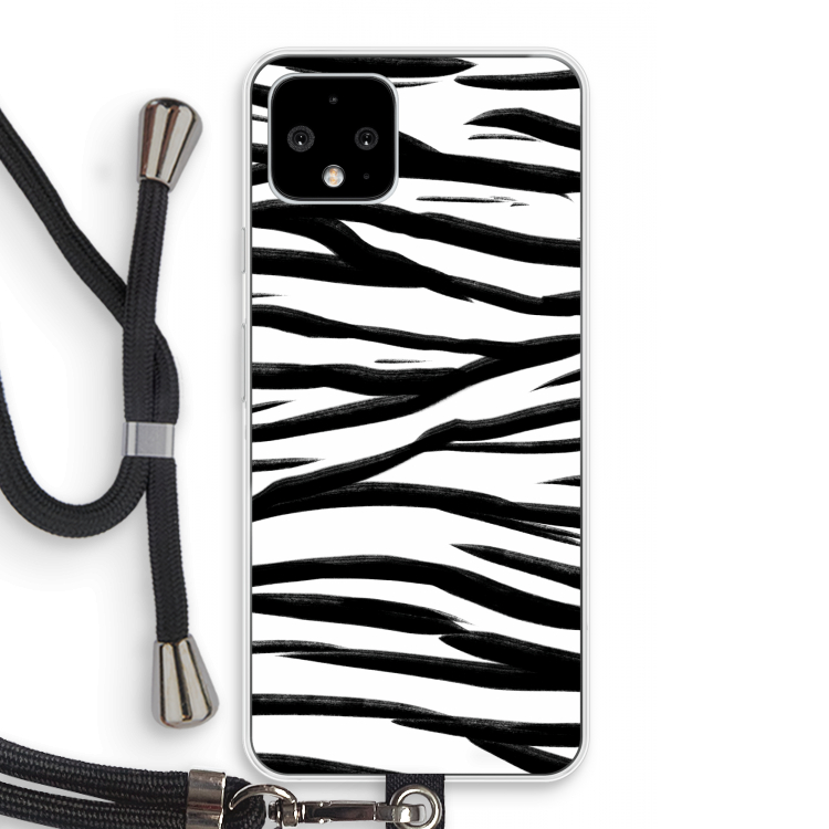 Zebra pattern: Pixel 4 Transparant Hoesje met koord