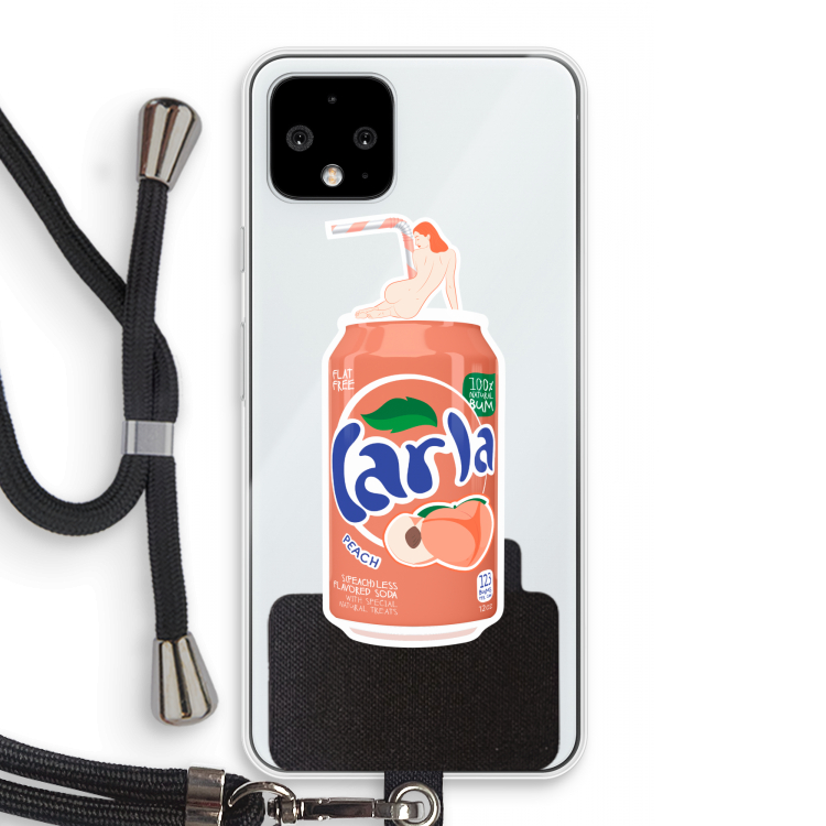 S(peach)less: Pixel 4 Transparant Hoesje met koord