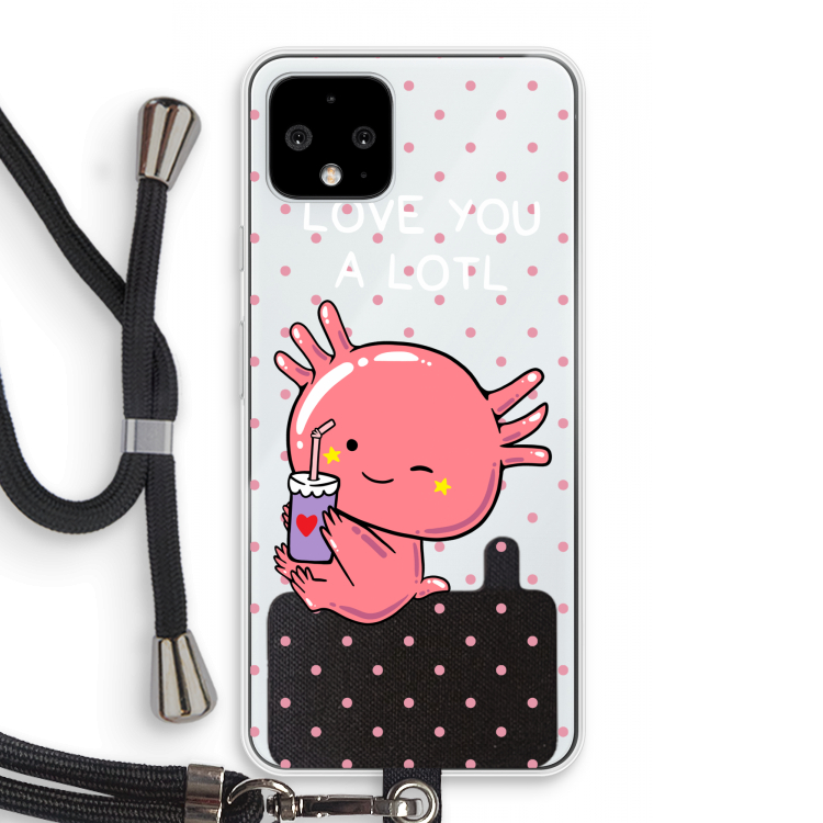 Love You A Lotl: Pixel 4 Transparant Hoesje met koord
