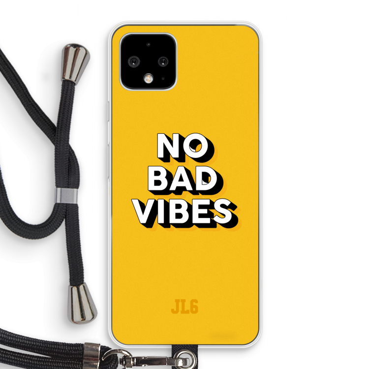 No Bad Vibes: Pixel 4 Transparant Hoesje met koord