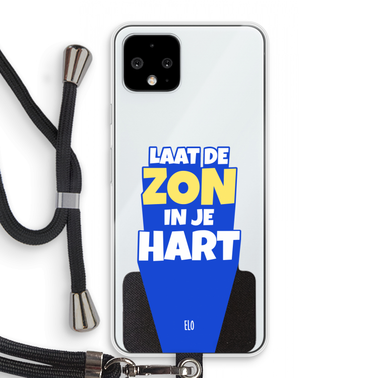 Laat de zon in je hart: Pixel 4 Transparant Hoesje met koord