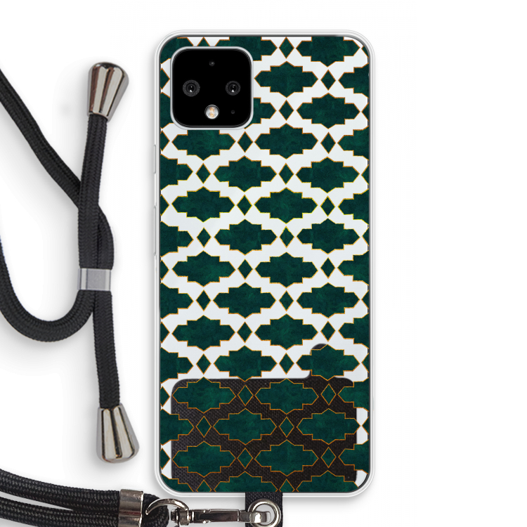 Moroccan tiles: Pixel 4 Transparant Hoesje met koord