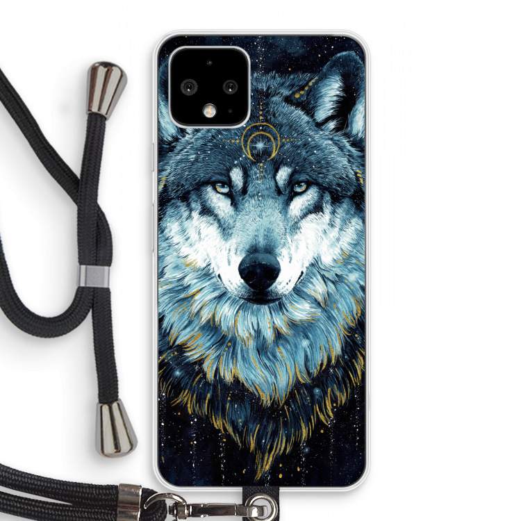 Darkness Wolf: Pixel 4 Transparant Hoesje met koord