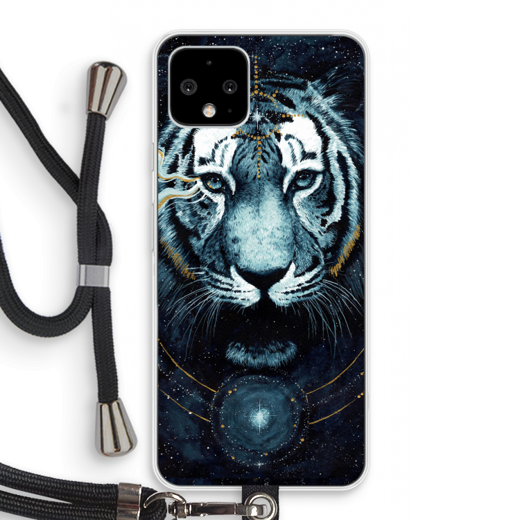Darkness Tiger: Pixel 4 Transparant Hoesje met koord